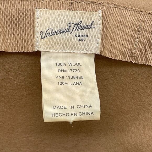 100% Wool Felt Wide Brim Hat Beige Camel Women’s One Size Boho Universal Thread - Picture 7 of 13